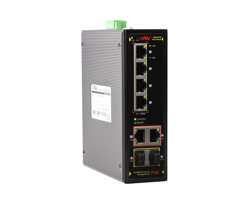 10/100M 6-port L2 contrôlé commutateur PoE industriel