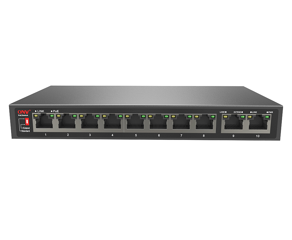 10M/250 mètres transmission 10/100M 10-port PoE commutateur