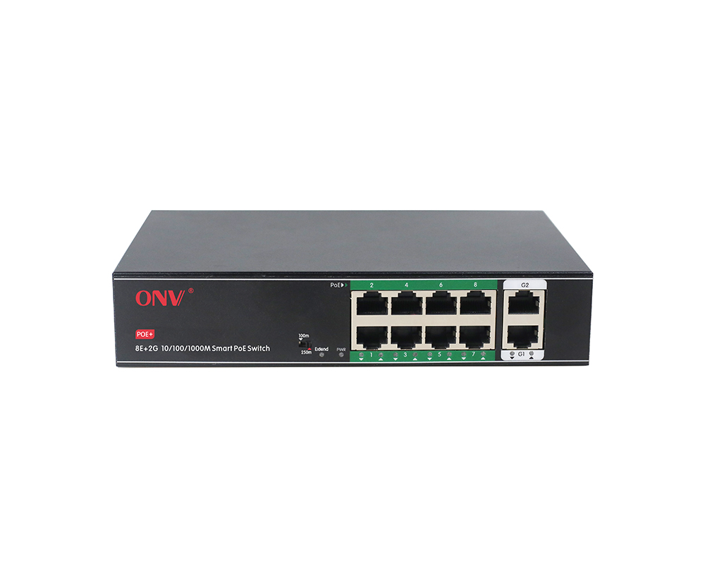 10M/250 mètres de transmission gigabit liaison montante 10-port PoE commutateur