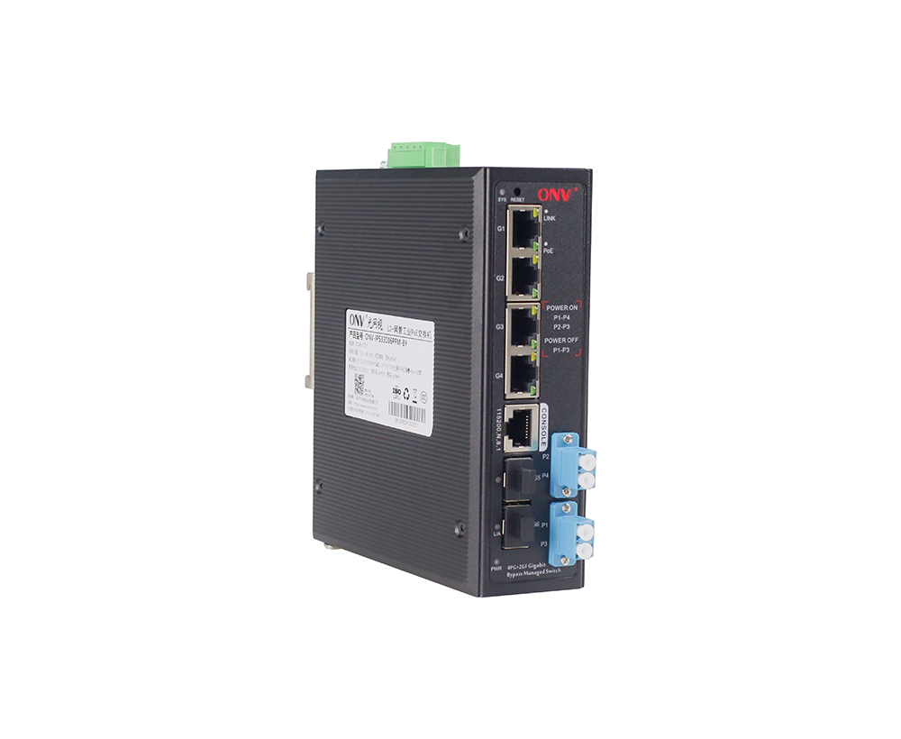 Commutateur PoE industriel à bypass géré Gigabit 6 ports L2
