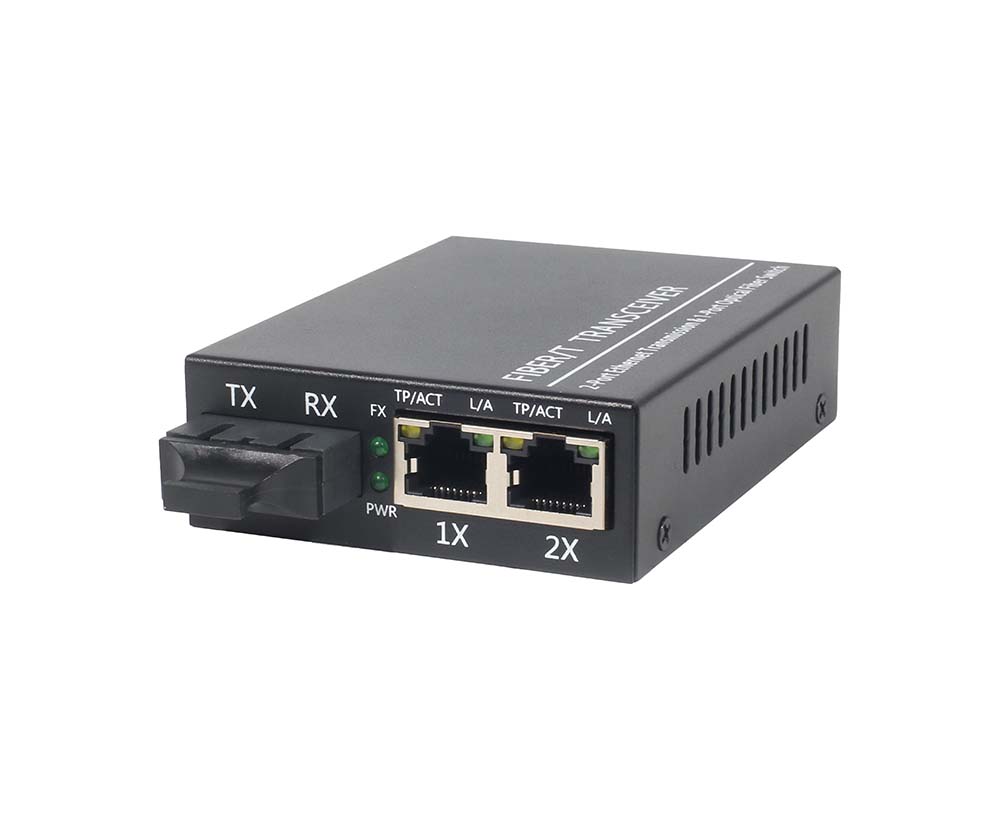 Convertisseur unimodal de médias de fibre de 10/100M 3 ports double