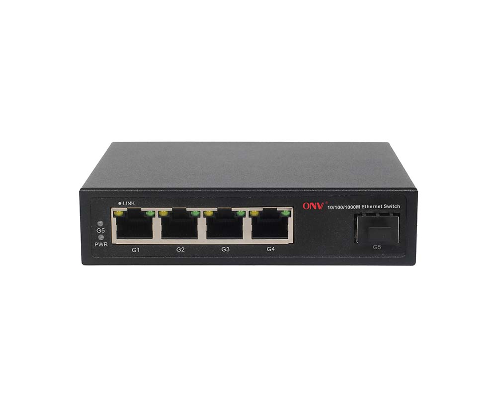 Convertisseur de médias à double fibre monomode Gigabit 5 ports